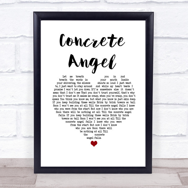 Gareth Emery feat. Christina Novelli Concrete Angel White Heart Song Lyric Print Gareth Emery feat. Christina Novelli Concrete Angel White Heart Song Lyric Print