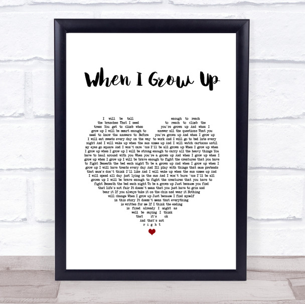 Matilda Musical When I Grow Up White Heart Song Lyric Print