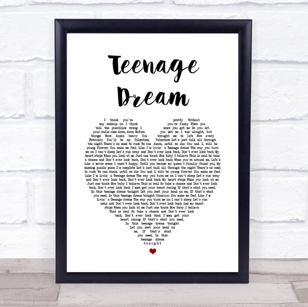 Boyce Avenue Teenage Dream White Heart Song Lyric Print