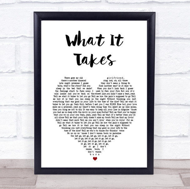 Aerosmith What It Takes White Heart Song Lyric Print