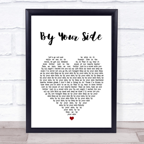 Jonas Blue By Your Side White Heart Song Lyric Print