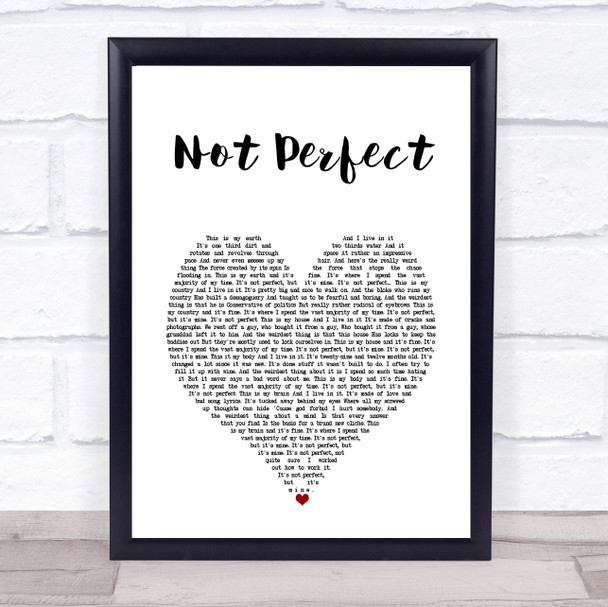 Tim Minchin Not Perfect White Heart Song Lyric Print