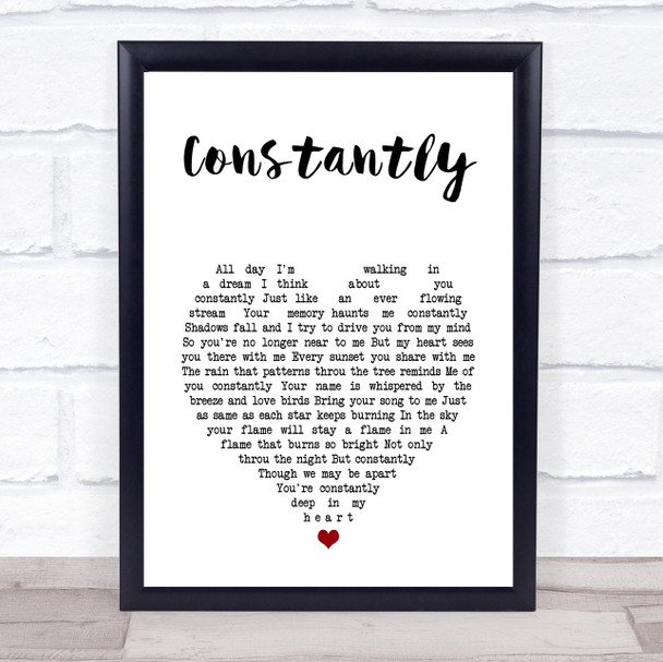 Cliff Richard Constantly White Heart Song Lyric Print