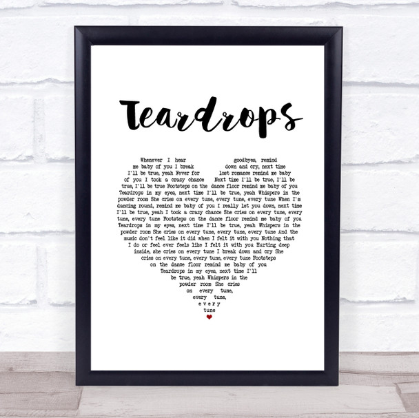 Womack & Womack Teardrops White Heart Song Lyric Print