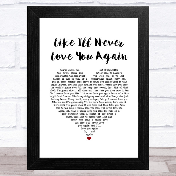 Carrie Underwood Like I'll Never Love You Again White Heart Song Lyric Music Art Print