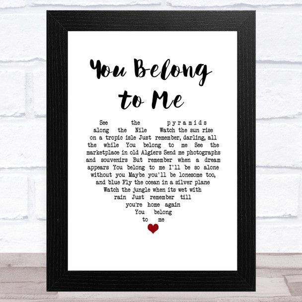The Duprees You Belong to Me White Heart Song Lyric Music Art Print