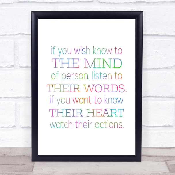 Watch Their Actions Rainbow Quote Print