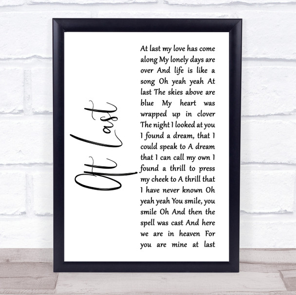 Beyonce At Last White Script Song Lyric Print