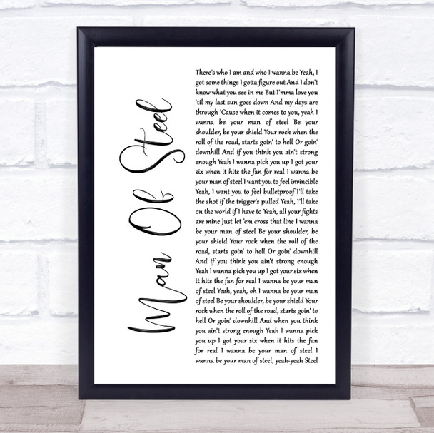 Brantley Gilbert Man Of Steel White Script Song Lyric Wall Art Print