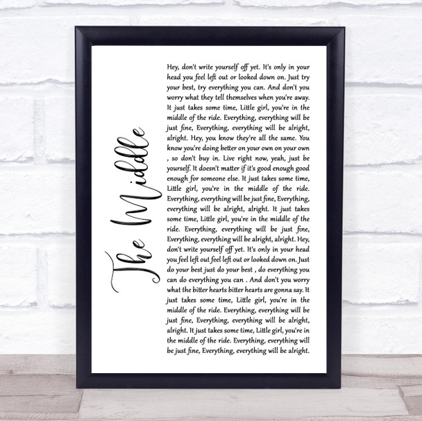 Jimmy Eat World The Middle White Script Song Lyric Wall Art Print