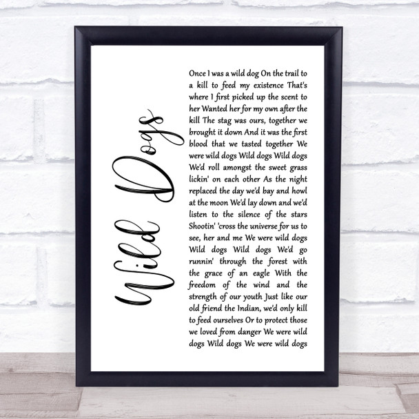 Colter Wall Wild Dogs White Script Song Lyric Wall Art Print
