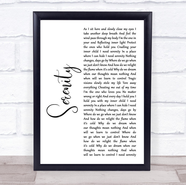 Godsmack Serenity White Script Song Lyric Wall Art Print