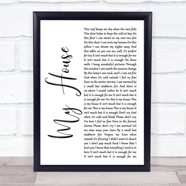 Matilda The Musical My House White Script Song Lyric Wall Art Print