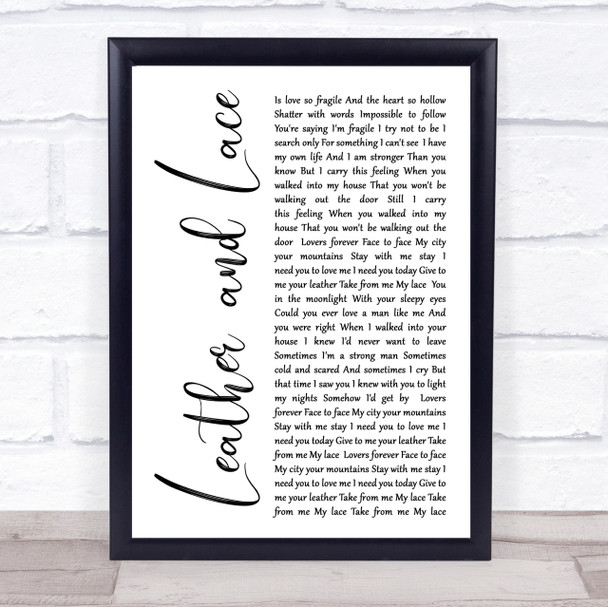 Stevie Nicks Leather And Lace White Script Song Lyric Quote Print