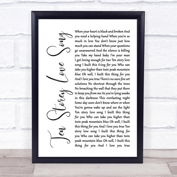 The Stone Roses Ten Storey Love Song White Script Song Lyric Quote Print