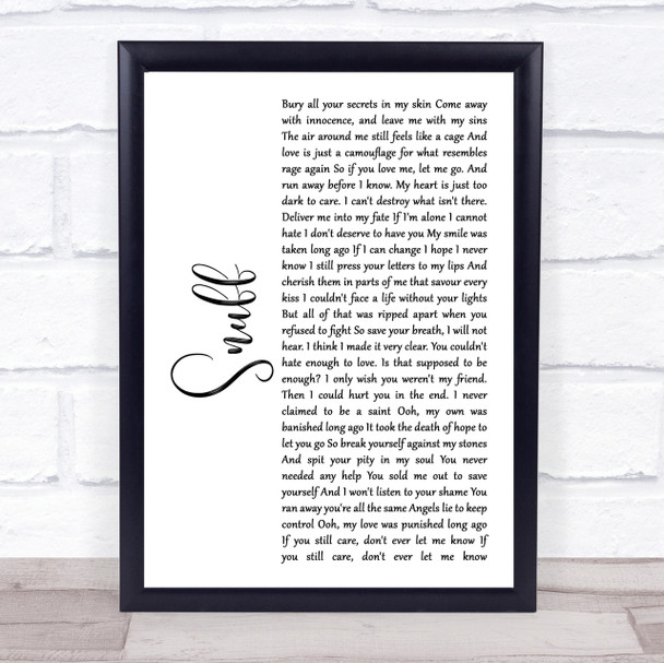 Slipknot Snuff White Script Song Lyric Quote Print