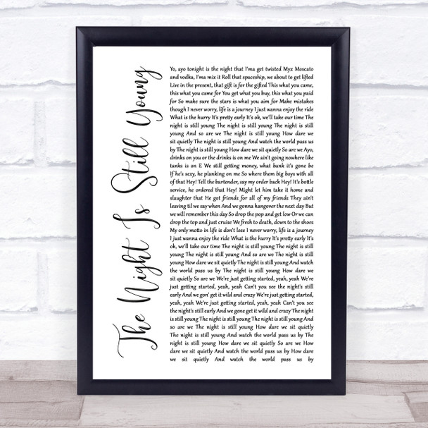 Nicki Minaj The Night Is Still Young White Script Song Lyric Print