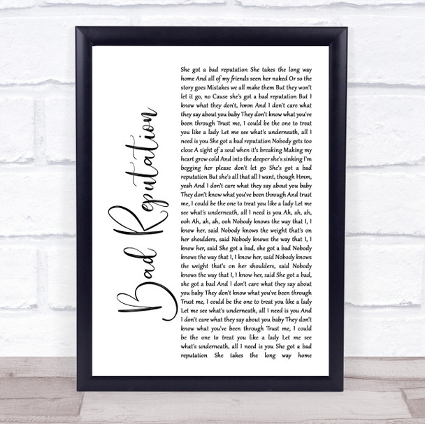 Shawn Mendes Bad Reputation White Script Song Lyric Print