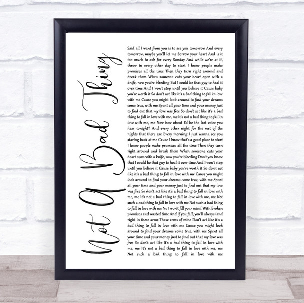 Boyce Avenue Not A Bad Thing White Script Song Lyric Print