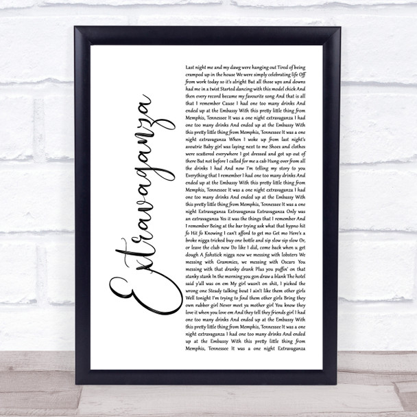 Jamie Foxx Extravaganza White Script Song Lyric Print