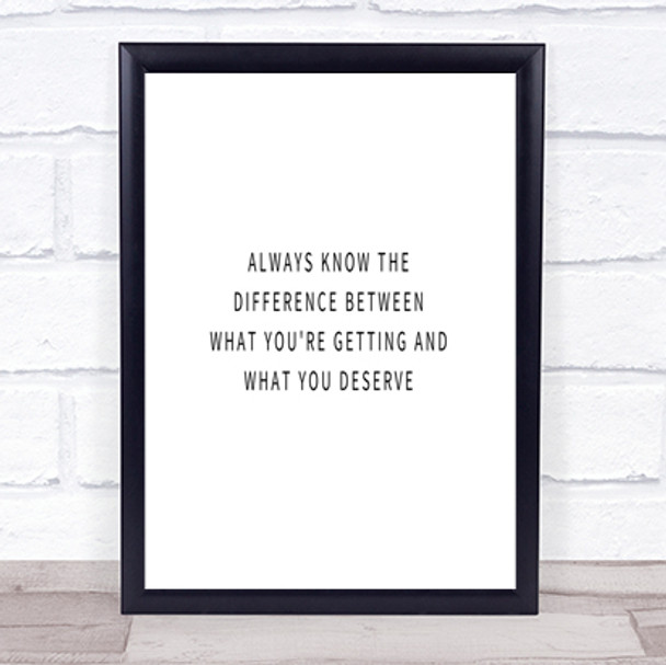 What Your Getting And What Your Worth Quote Print Poster