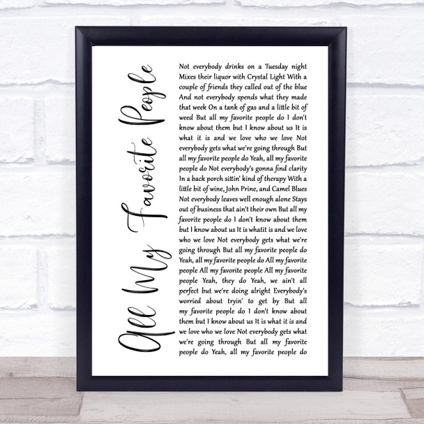 Maren Morris All My Favorite People White Script Song Lyric Print