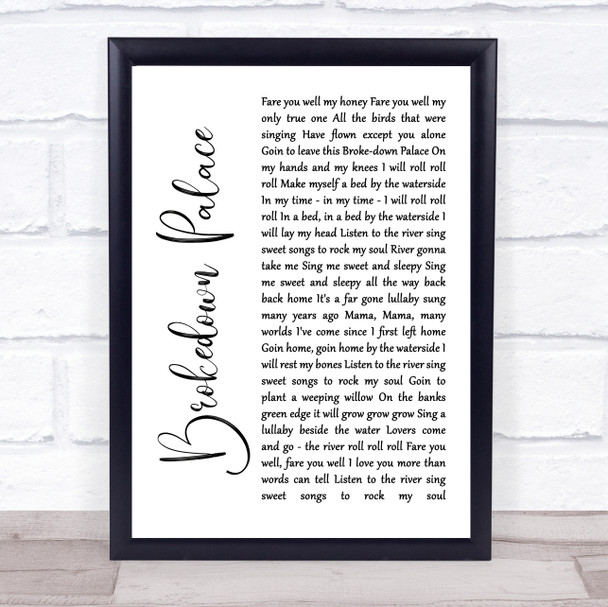 Grateful Dead Brokedown Palace White Script Song Lyric Print