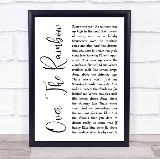 Eva Cassidy Over The Rainbow White Script Song Lyric Print