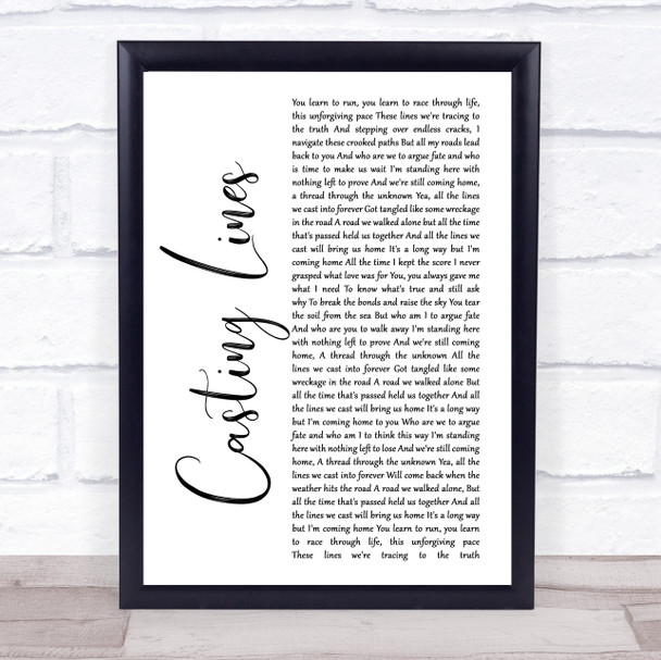 Jack's Mannequin Casting Lines White Script Song Lyric Print