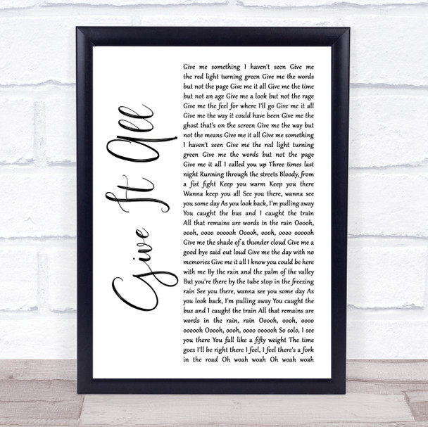 FOALS Give It All White Script Song Lyric Print