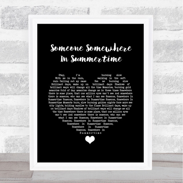 Simple Minds Someone Somewhere In Summertime Black Heart Song Lyric Quote Music Print