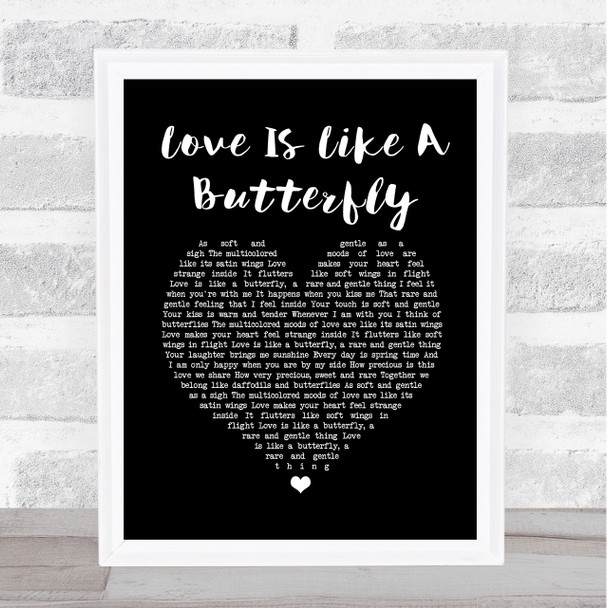 Dolly Parton Love Is Like A Butterfly Black Heart Song Lyric Quote Music Print