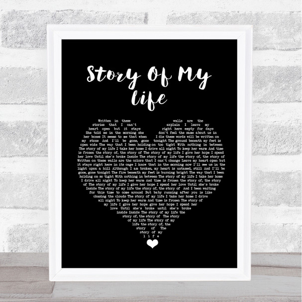 One Direction Story Of My Life Black Heart Song Lyric Quote Music Print