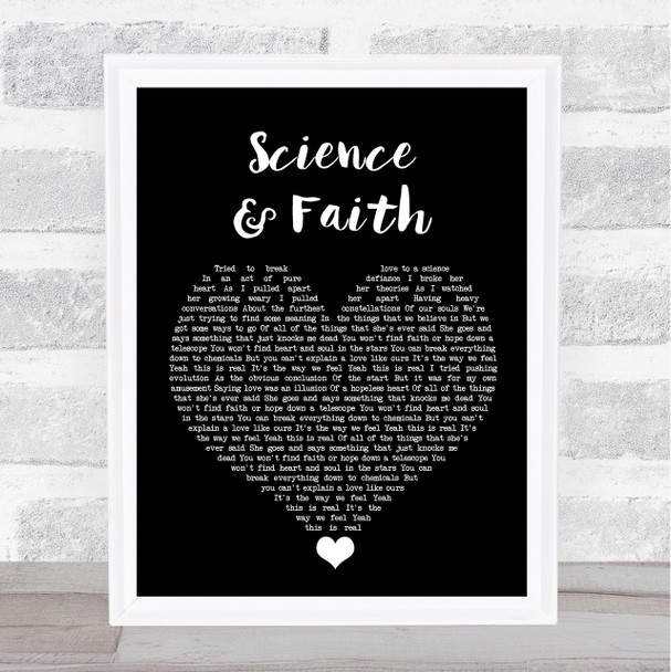 The Script Science & Faith Black Heart Song Lyric Quote Music Print