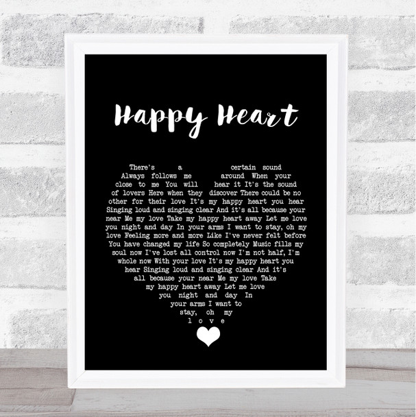 Andy Williams Happy Heart Black Heart Song Lyric Quote Music Print