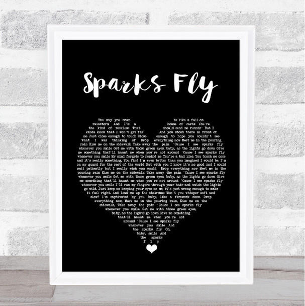 Taylor Swift Sparks Fly Black Heart Song Lyric Quote Music Print