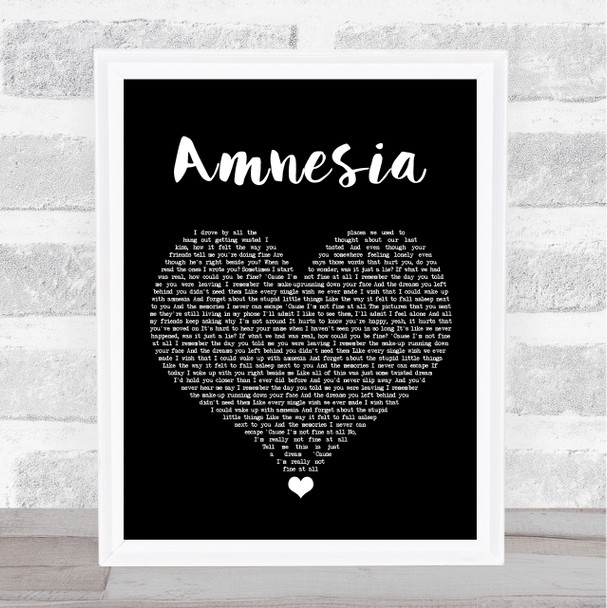 5 Seconds of Summer Amnesia Black Heart Song Lyric Quote Music Print