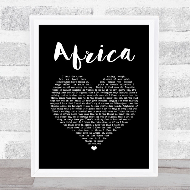 Toto Africa Black Heart Song Lyric Quote Music Print