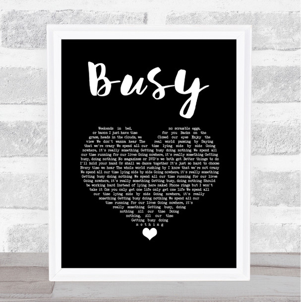 Olly Murs Busy Black Heart Song Lyric Quote Music Print