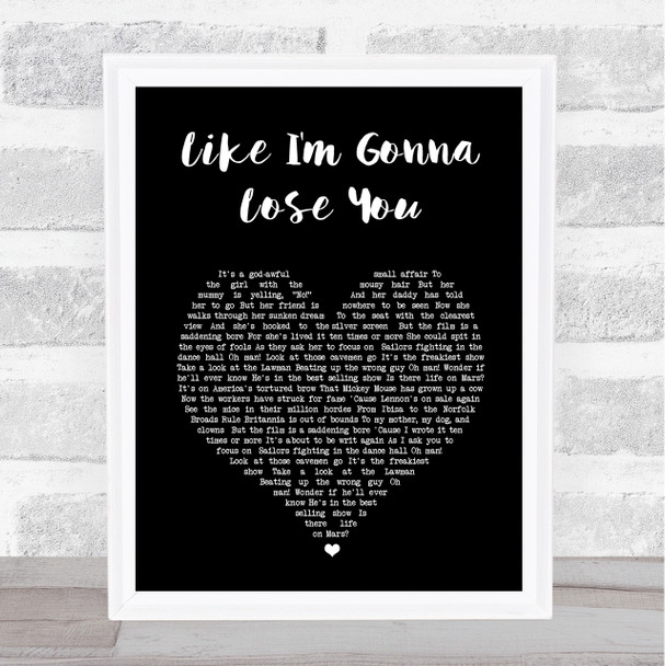 Jasmine Thompson Like I'm Gonna Lose You Black Heart Song Lyric Wall Art Print