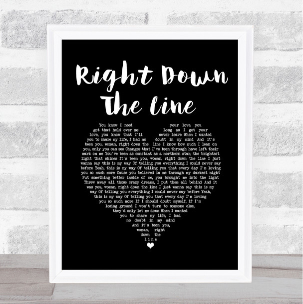 Gerry Rafferty Right Down The Line Black Heart Song Lyric Wall Art Print