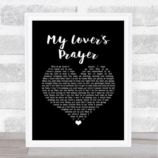 Otis Redding My Lover's Prayer Black Heart Song Lyric Wall Art Print