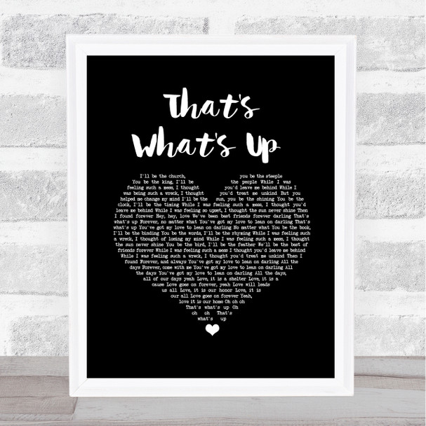 Lennon & Maisy That's What's Up Black Heart Song Lyric Wall Art Print