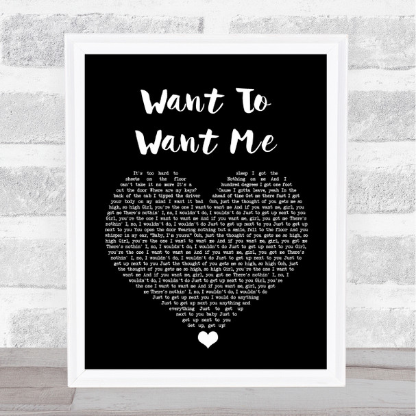 Jason Derulo Want To Want Me Black Heart Song Lyric Wall Art Print
