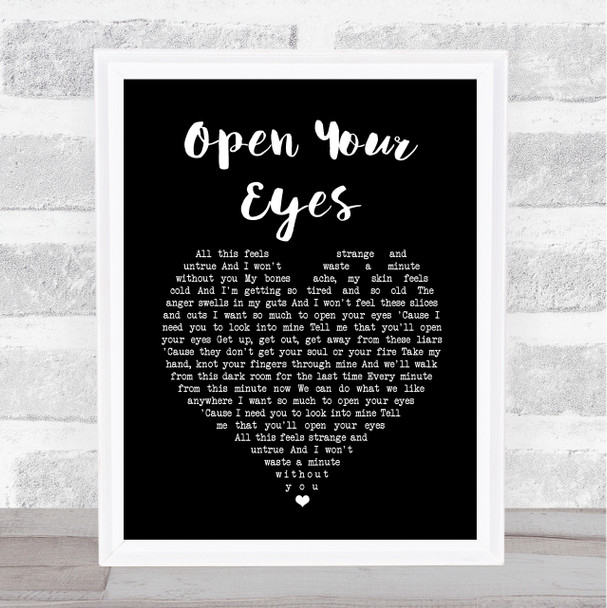 Snow Patrol Open Your Eyes Black Heart Song Lyric Wall Art Print