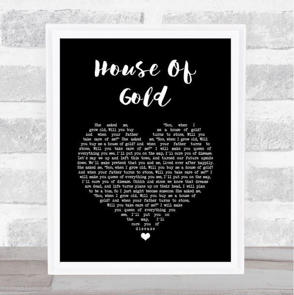 Twenty One Pilots House Of Gold Black Heart Song Lyric Wall Art Print