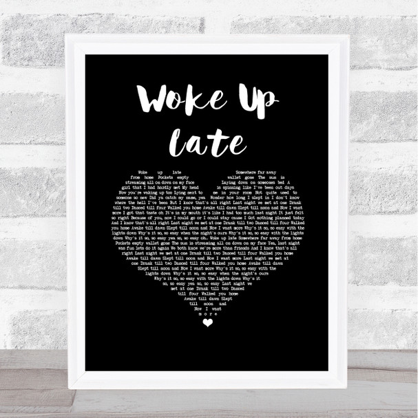Drax Project Woke Up Late Black Heart Song Lyric Wall Art Print