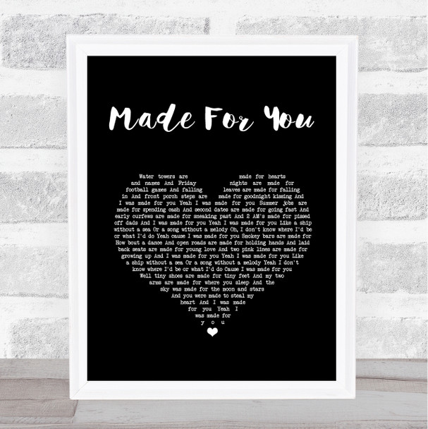 Jake Owen Made For You Black Heart Song Lyric Wall Art Print