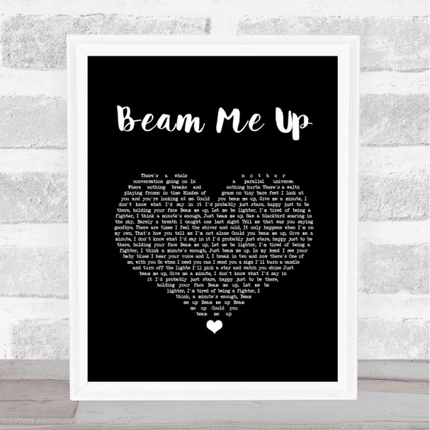 Pink Beam Me Up Black Heart Song Lyric Wall Art Print