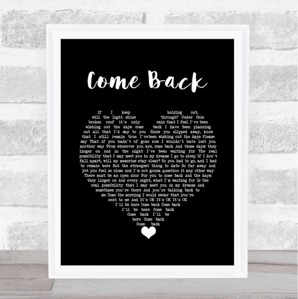 Pearl Jam Come Back Black Heart Song Lyric Wall Art Print